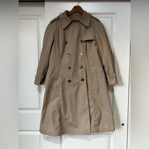 London Fog Lined Trench Coat. Tan. Size S.